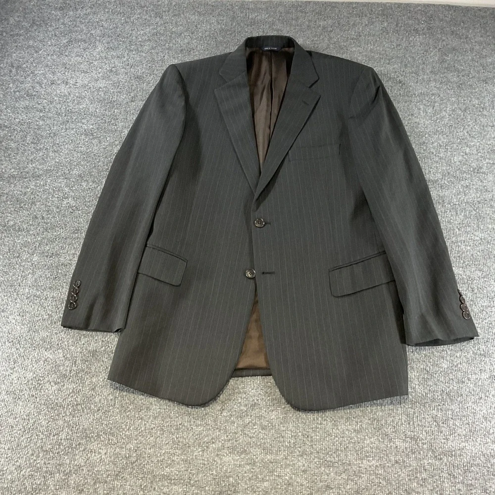 Brooks Brothers Mens 42R Pinstripe Wool Blend 2 Button Suit Jacket Charcoal Gray